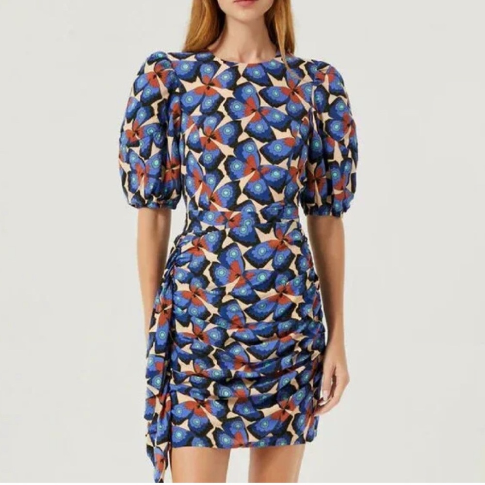 RHODE  Blue and Brown Patterned Dress